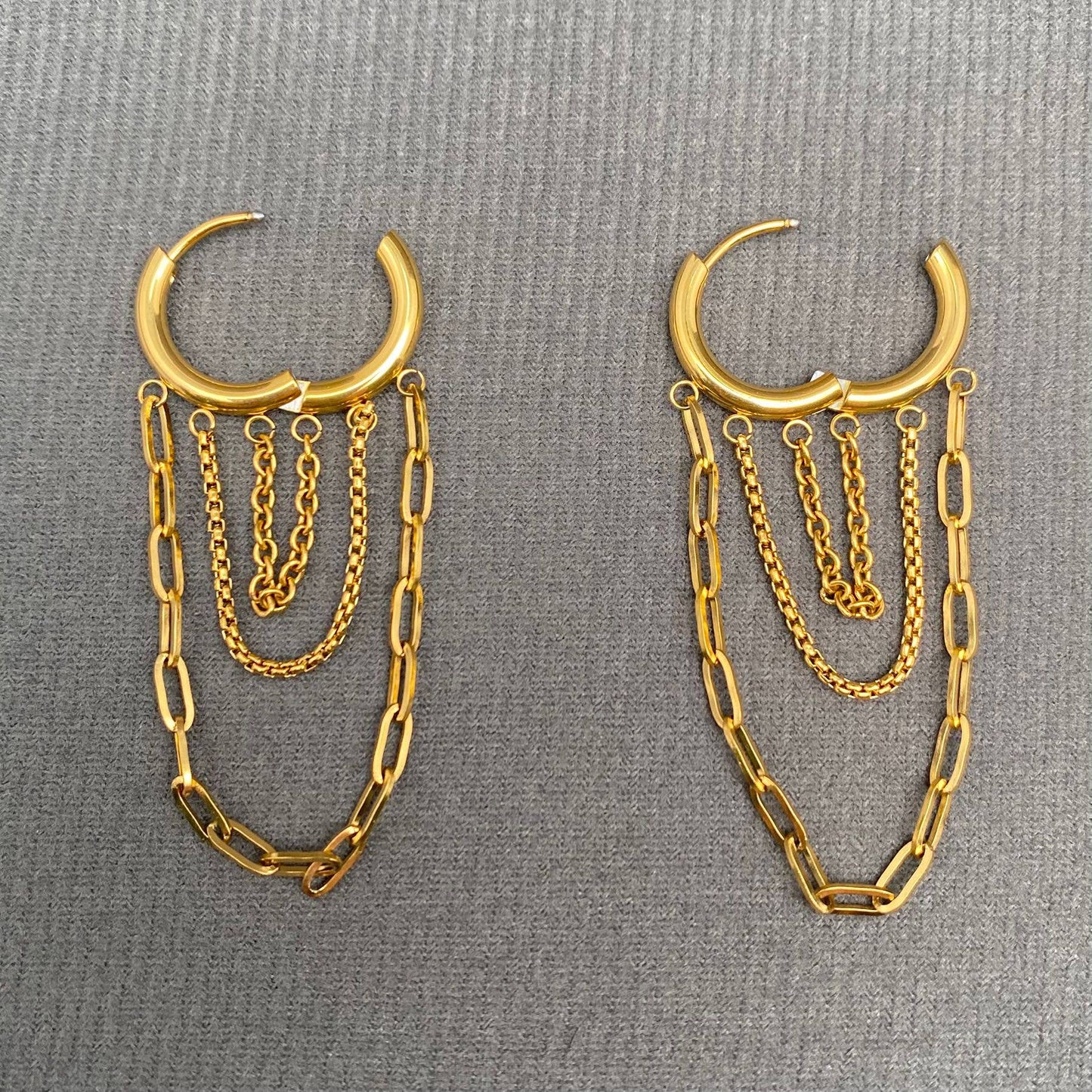 M2. Chain Fringe 18K Gold Plated Huggie Earrings