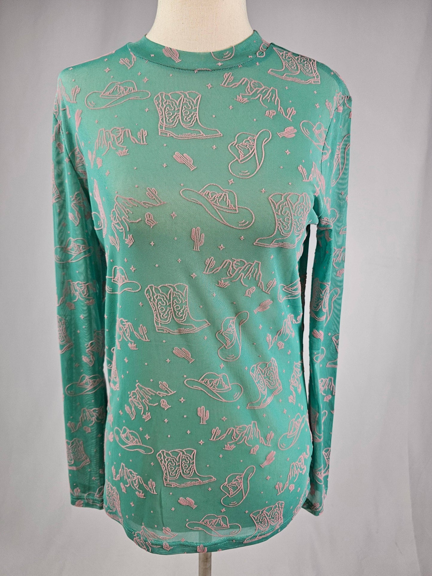 TZ93 Country Velvet Mesh Top