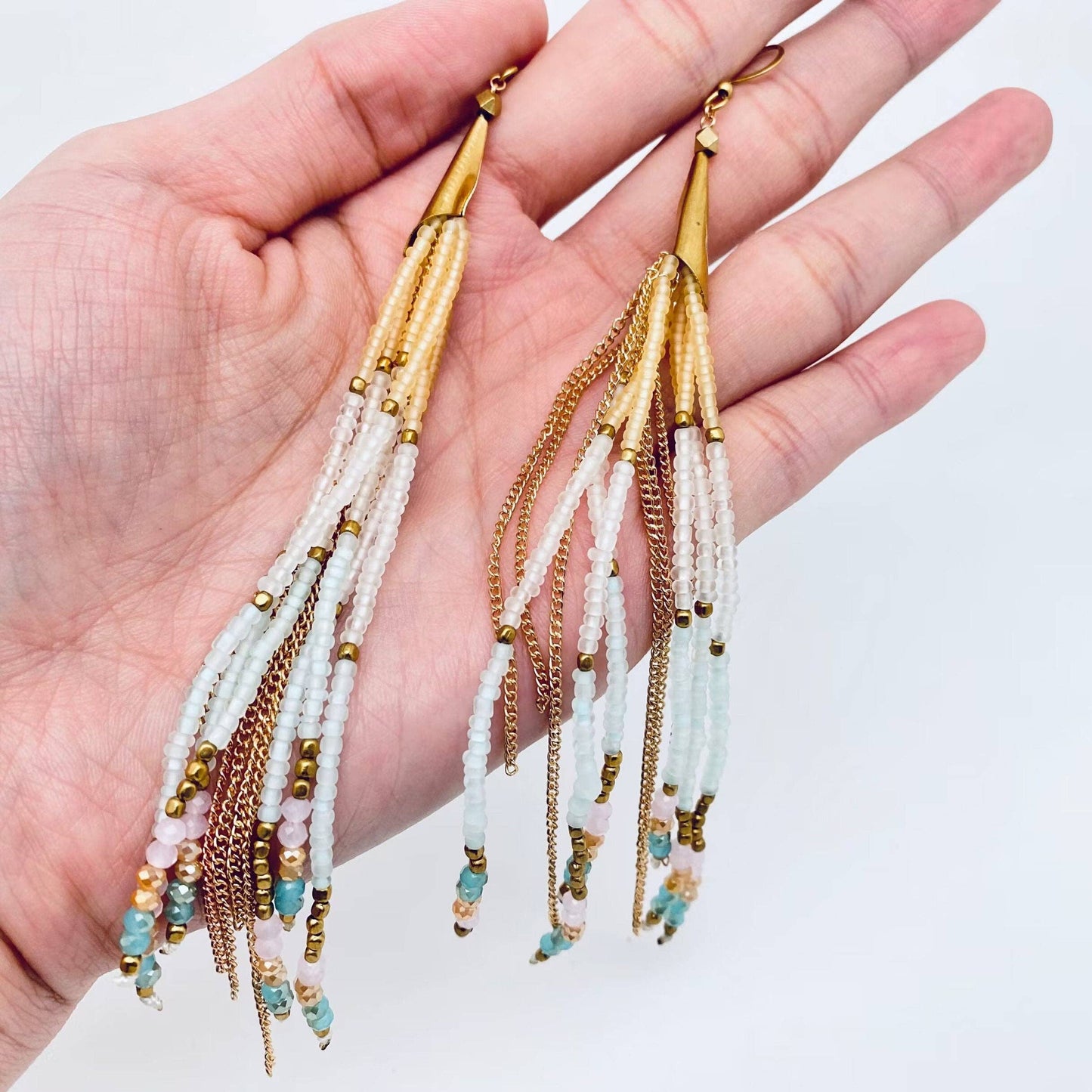 Boho Hand-woven Seed Beads Tassels Earrings - BJ/SB