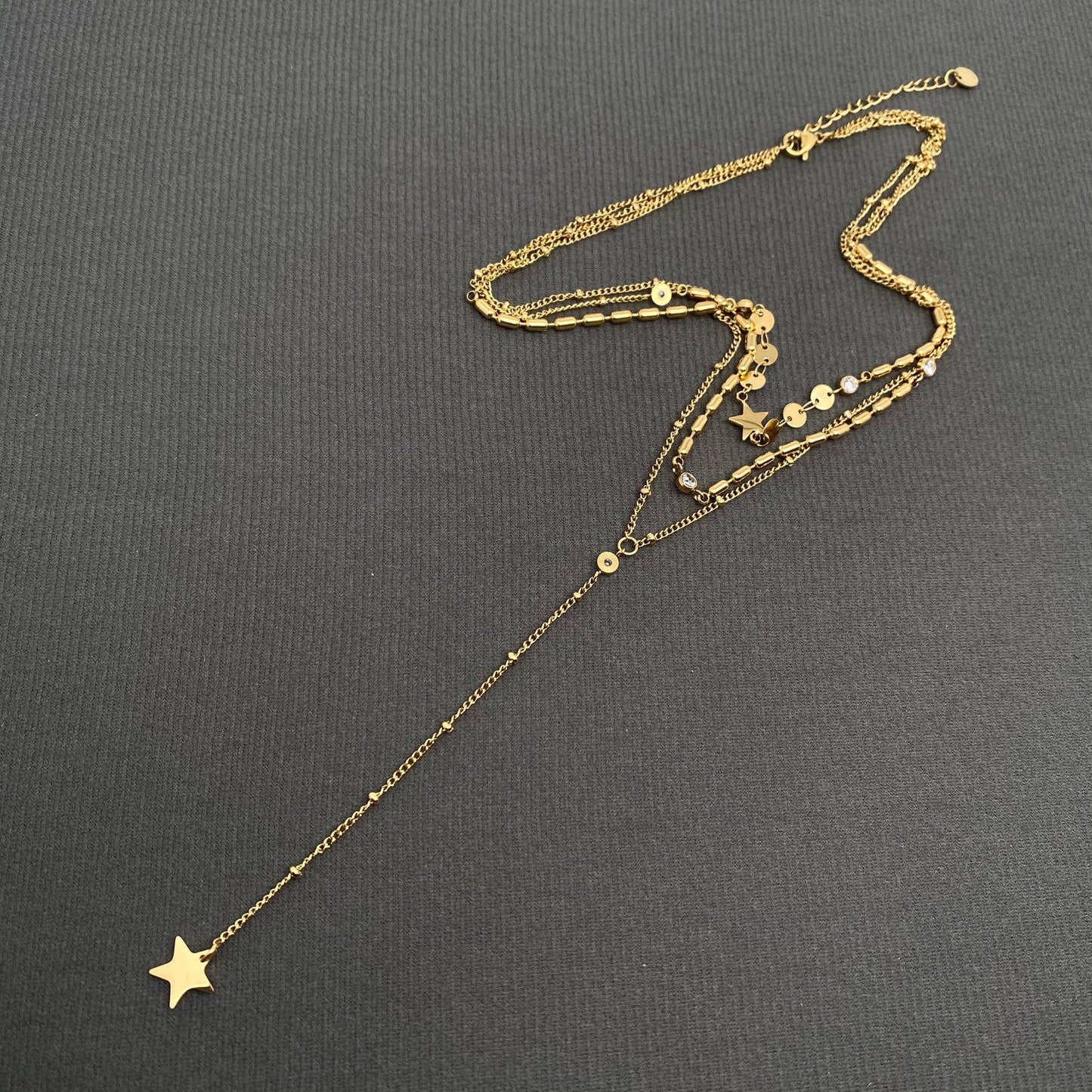 M17. Star Charm 18K Gold Plated 3-layer Necklace