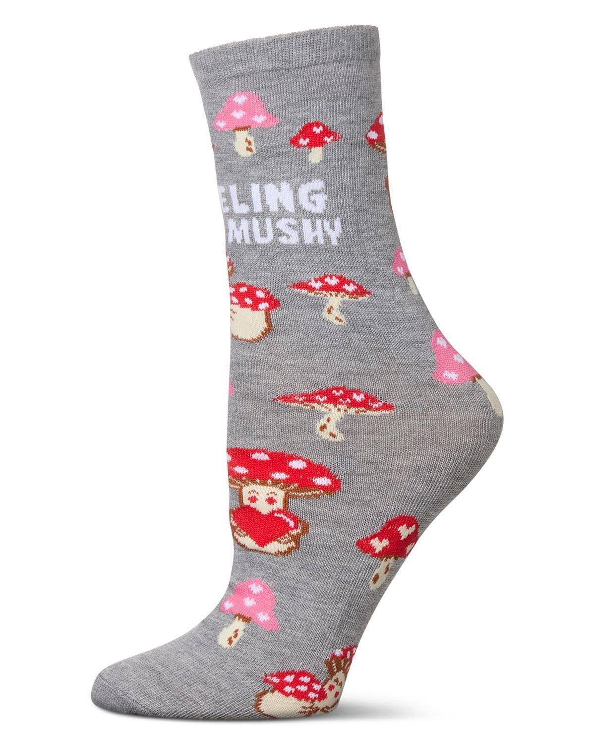 Feeling Mushy Greeting Card Socks: Med Gray Heather / One Size
