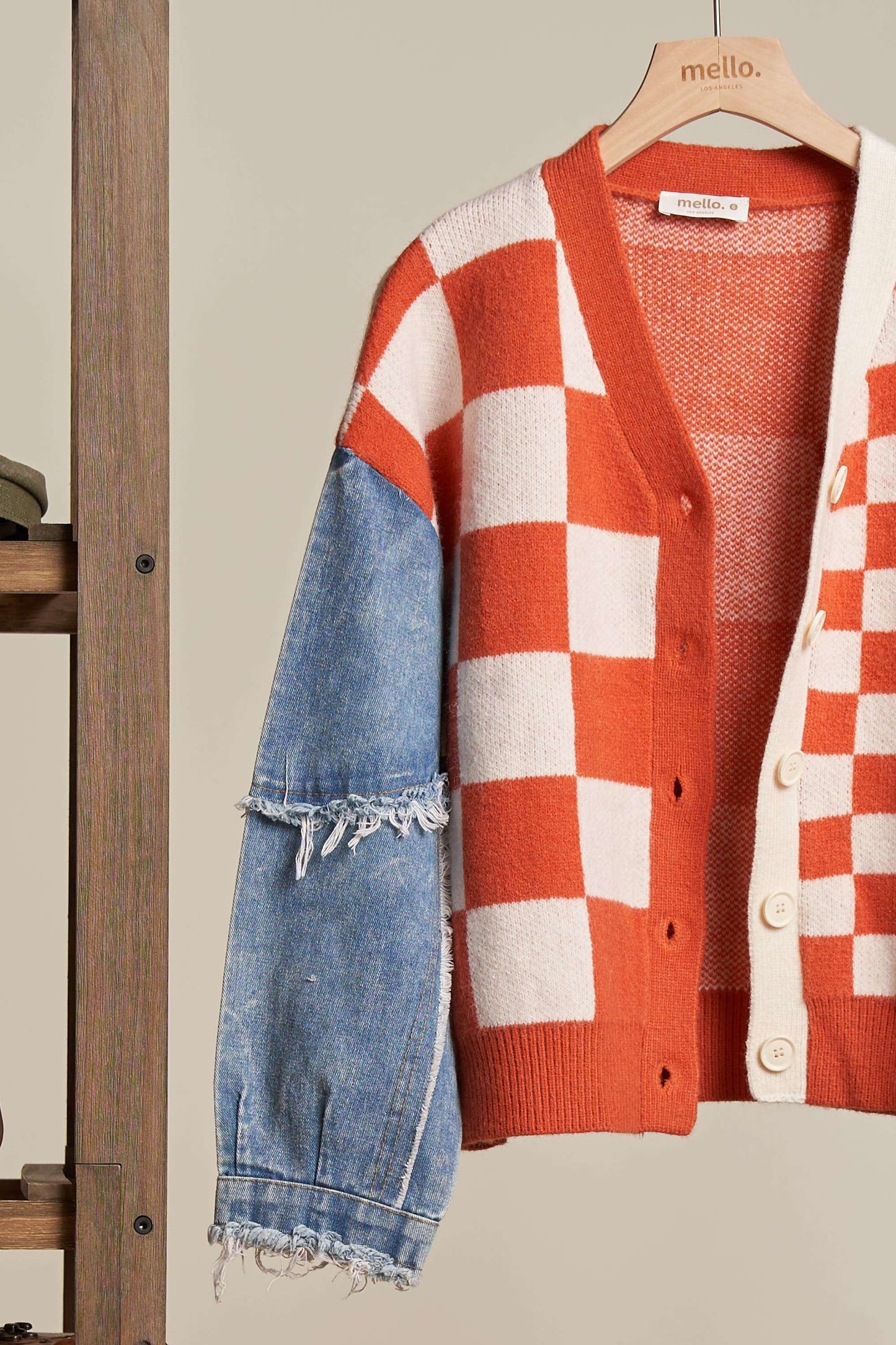Checker Plaid Cardigan: Charcoal / S