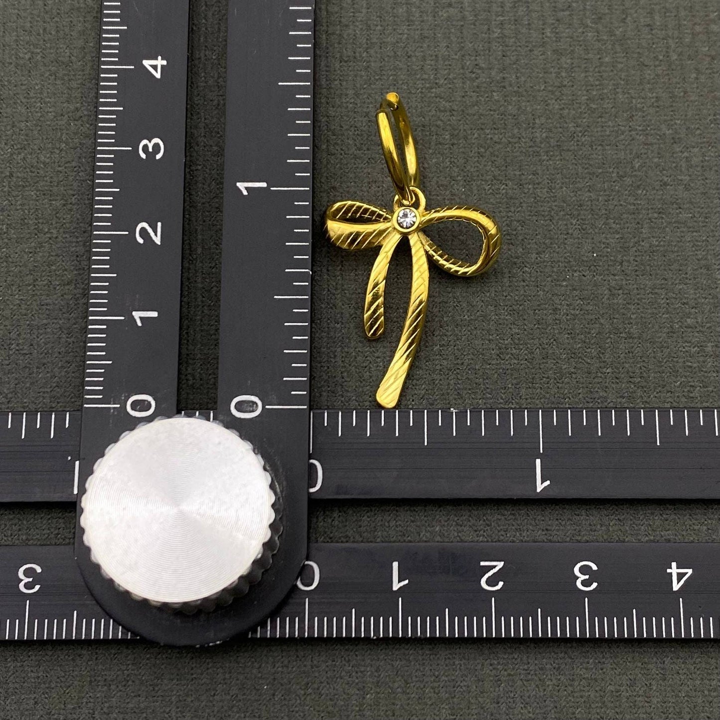 18K Gold Plated S.Steel Bowknot Charm Huggie Earrings - FGS