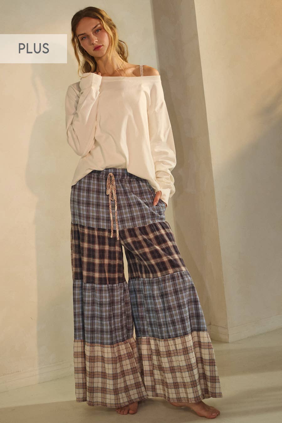 Plus Relaxed Patchwork Pants