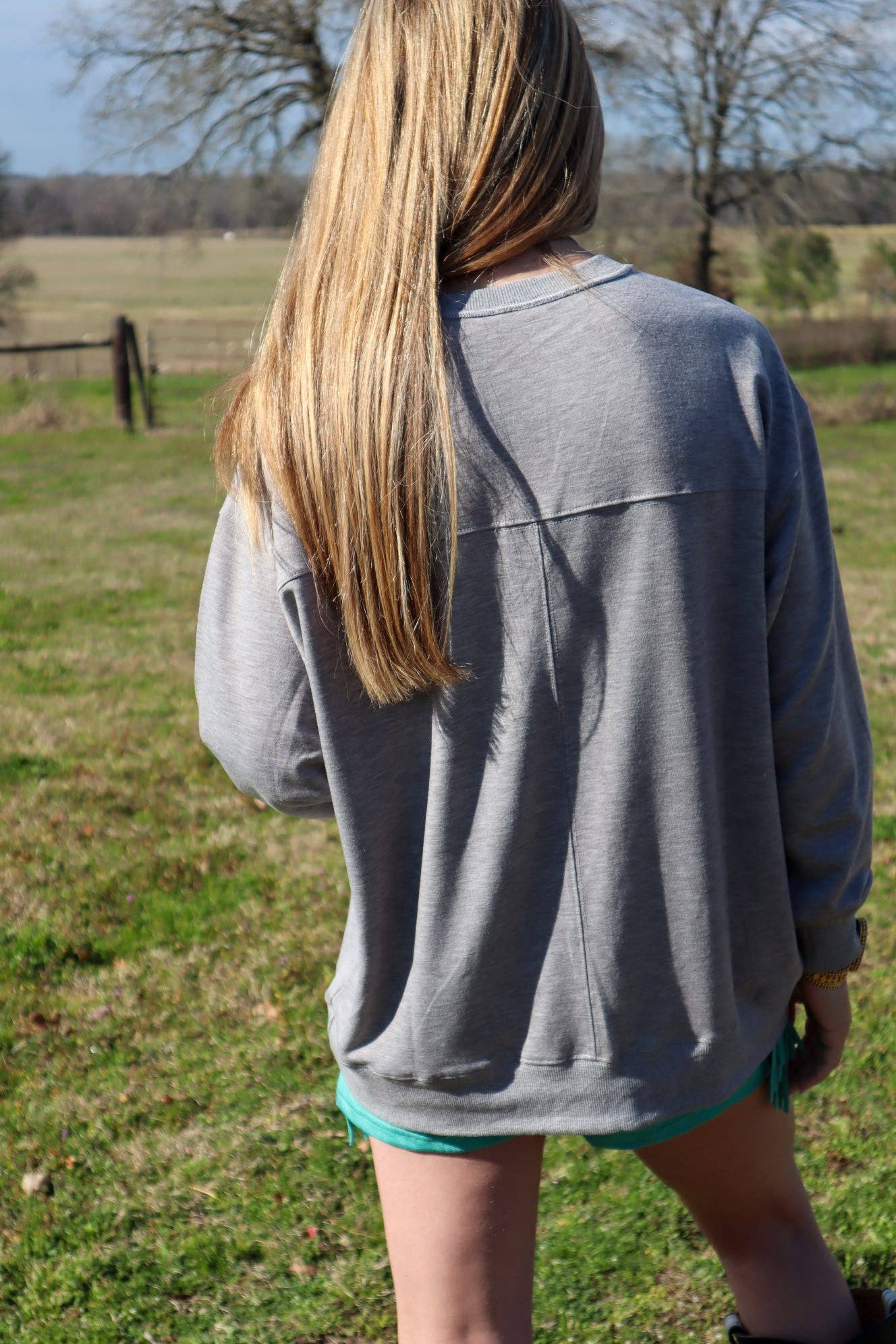 MK310  Giddy Up flocking light weight Sweatshirt: Gray / 3XL