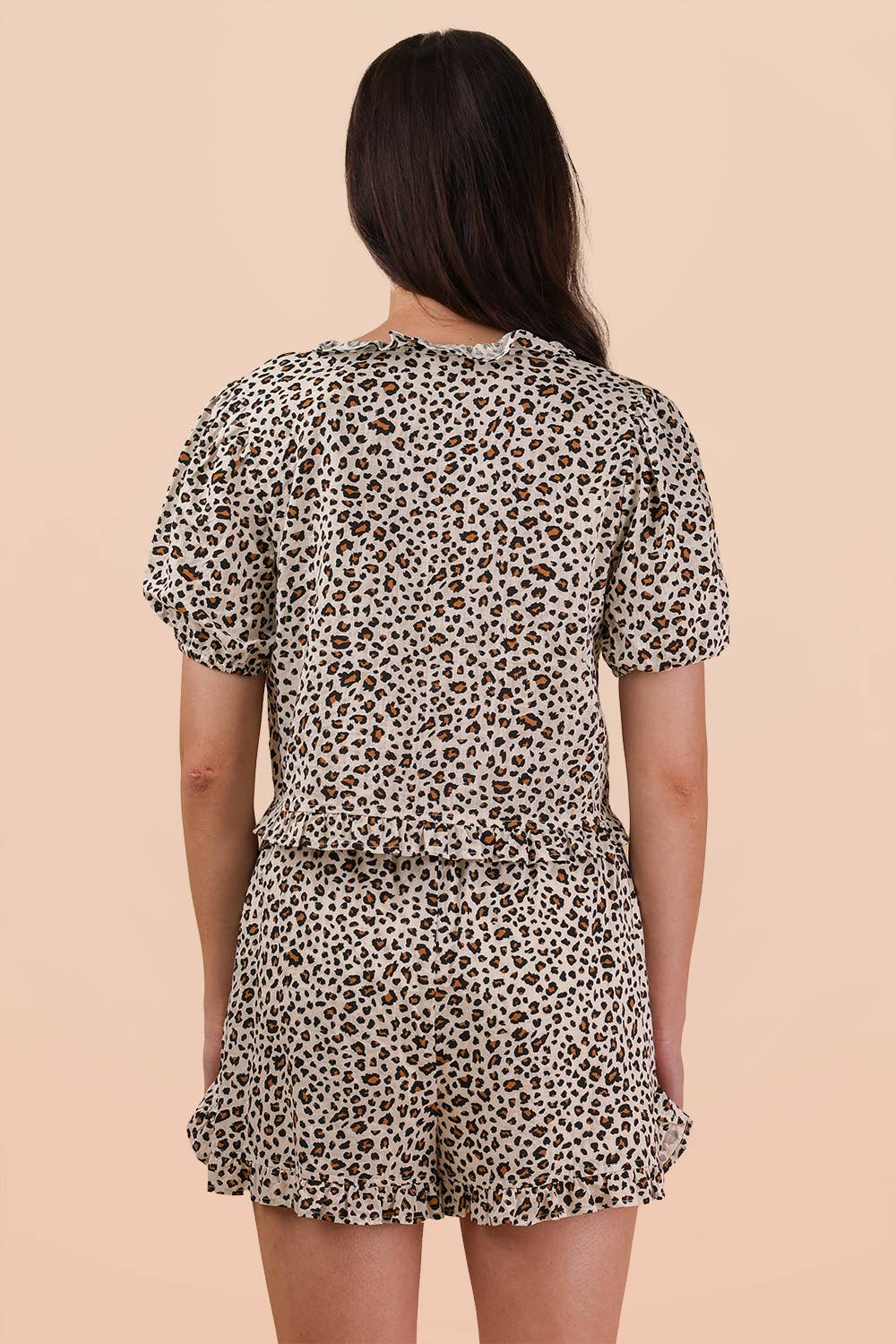 Leopard Print Woven Top & Shorts Set