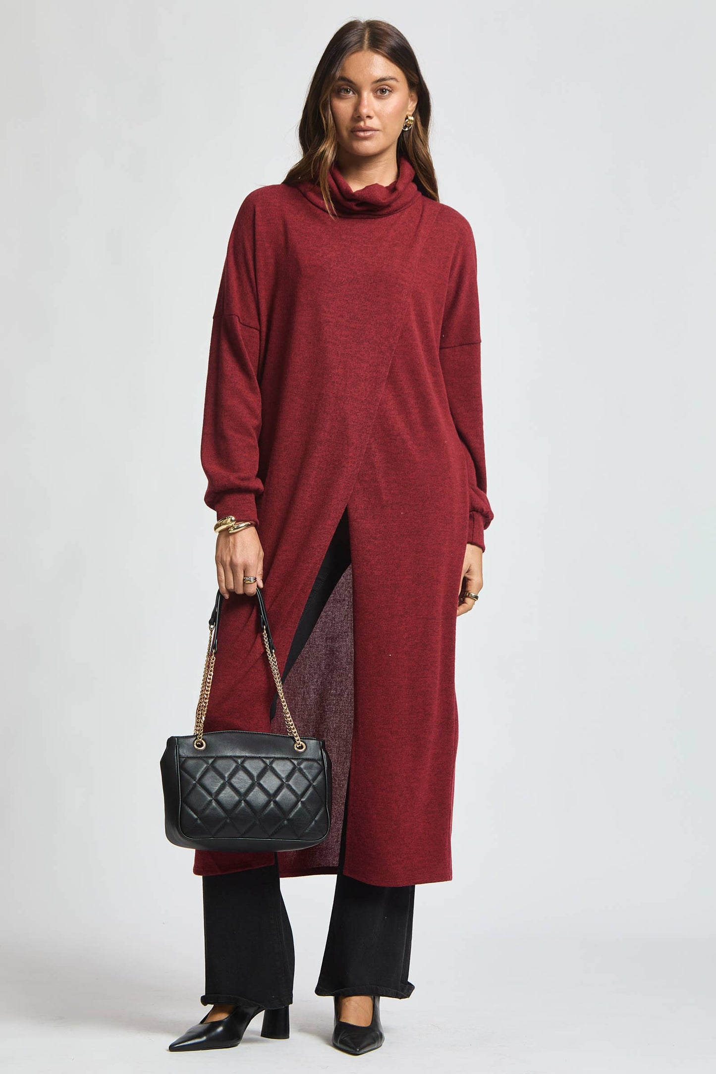 Flowy Surplice Wrap Duster