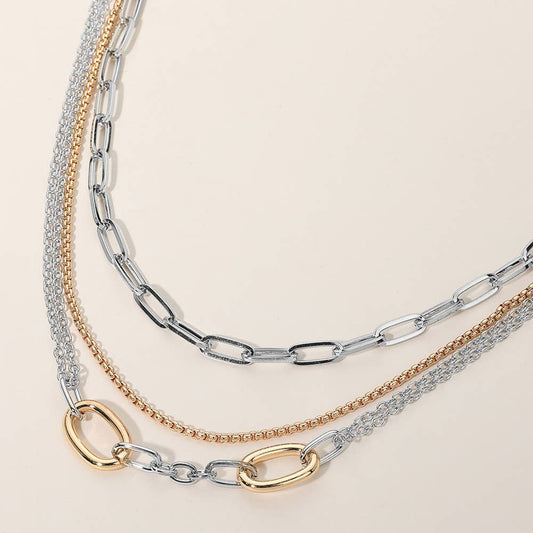 2PCS - Metal Link Paperclip Chain Layered Necklace
