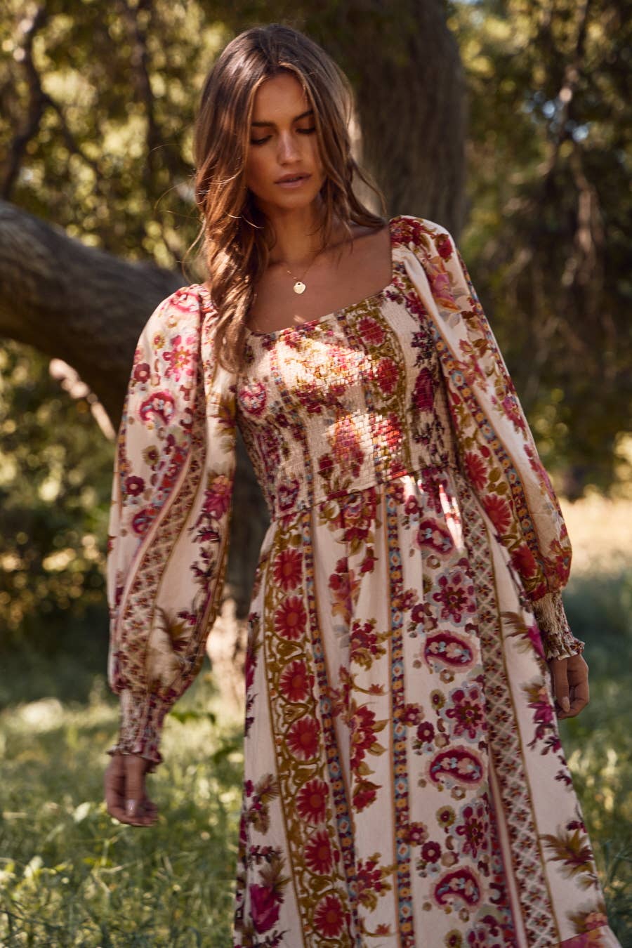 Floral Printed Bohemian Maxi Dress: Garden Party / M