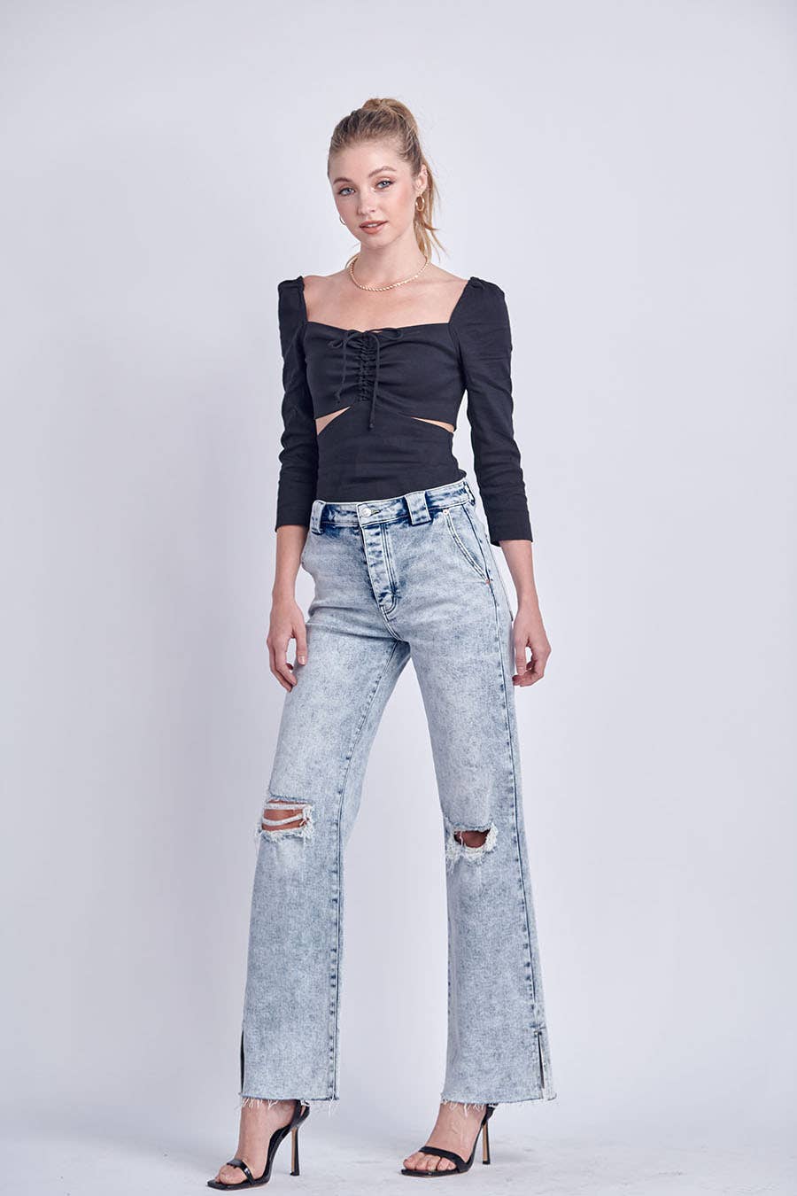 90'S VINTAGE HIGH RISE COMFORT STRETCH WIDE JEANS