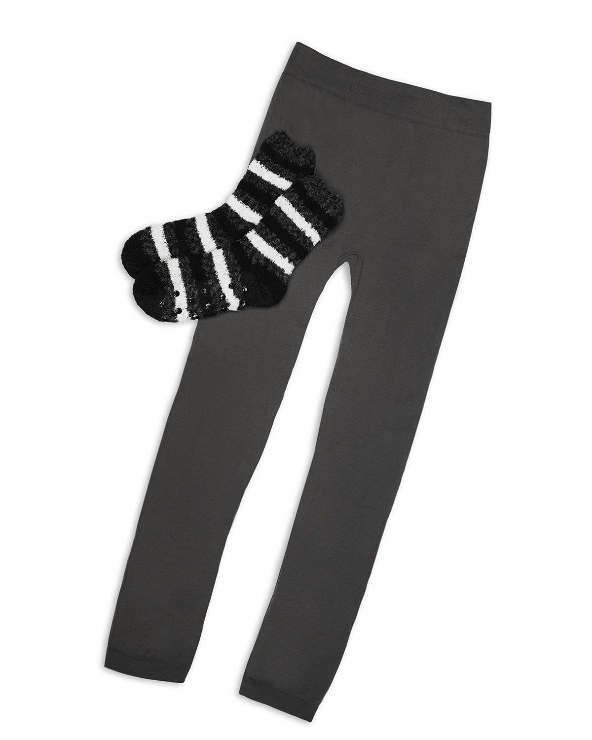 MeMoi Charcoal Stripe Cozy Sock & Legging Set