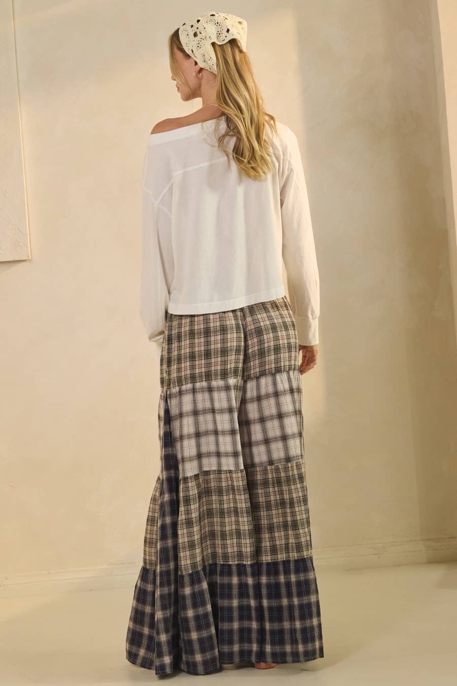 Relaxed Patchwork Pants: Taupe Combo / M