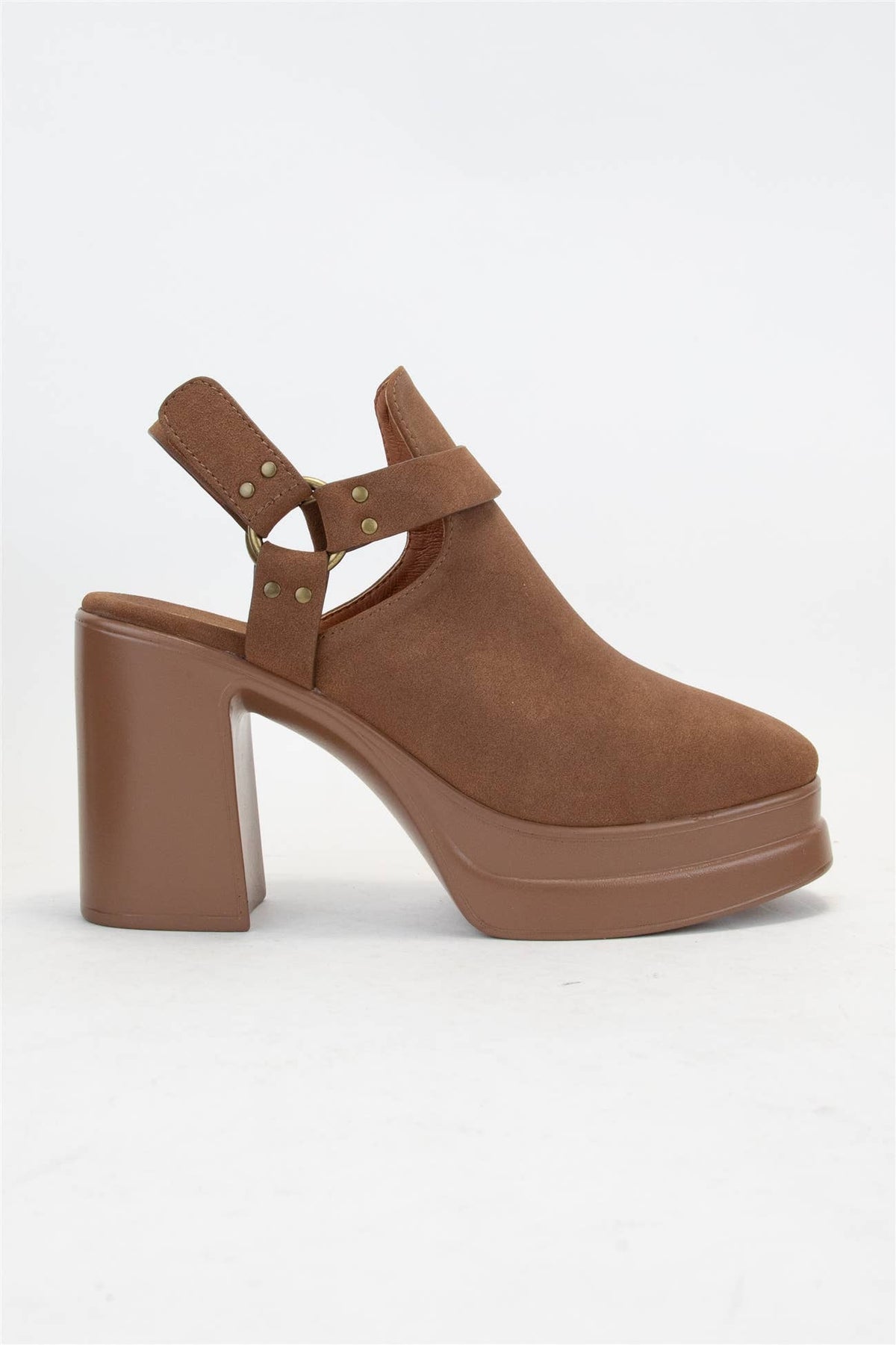Black Slingback Cutout Platform Bootie Chunky Block Heel