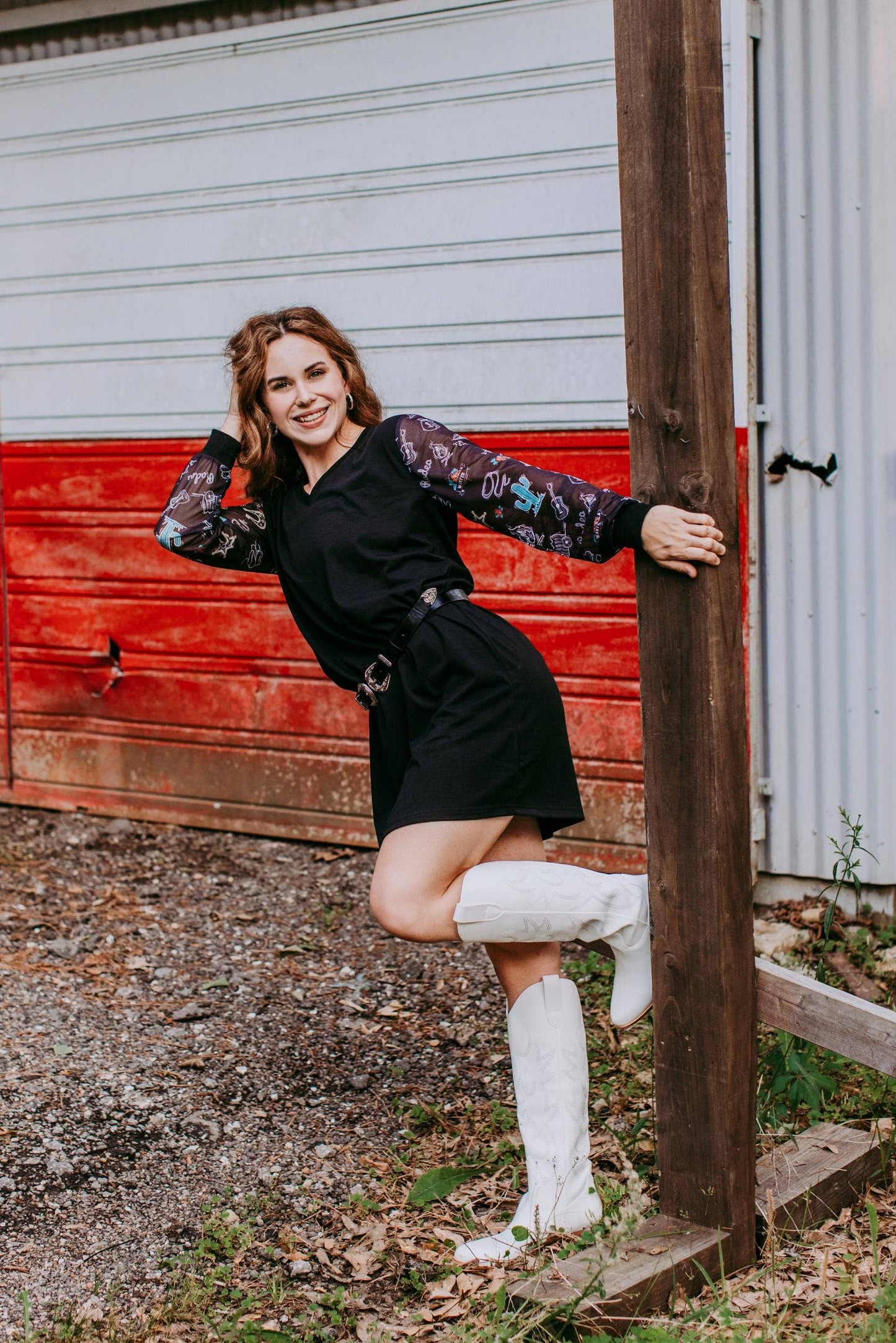 MK399 Texas Rodeo Mesh LS Dress