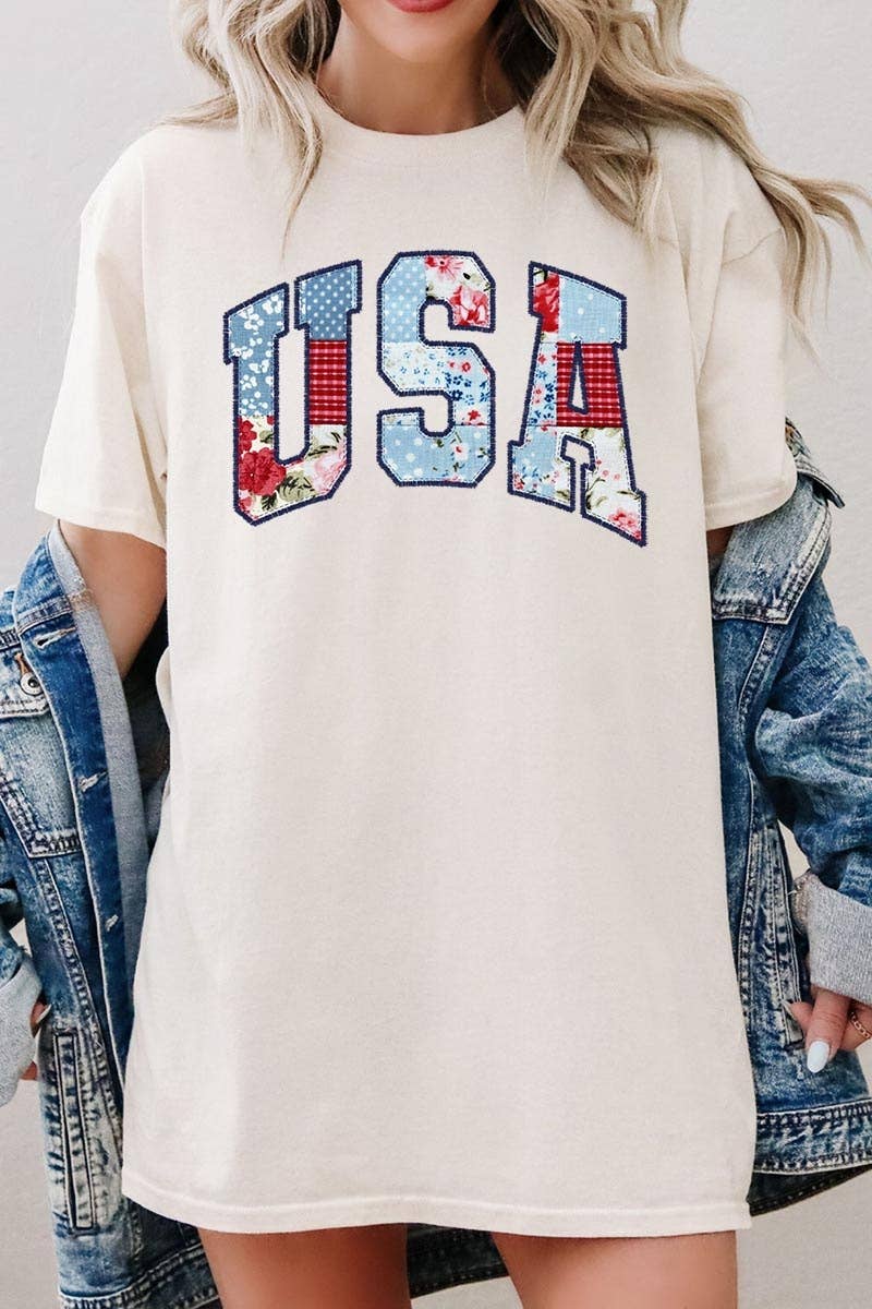 Vintage USA Patchwork Graphic Heavy Cotton Tee