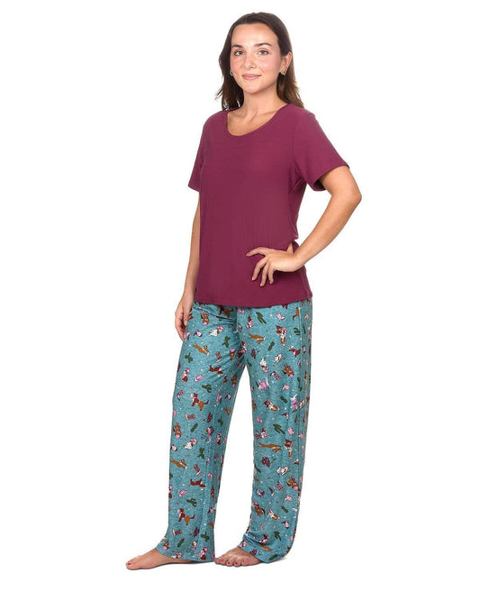 Rodeo Dogs 2Pc Pant PJ Set In A Bag: Dusty Teal / L