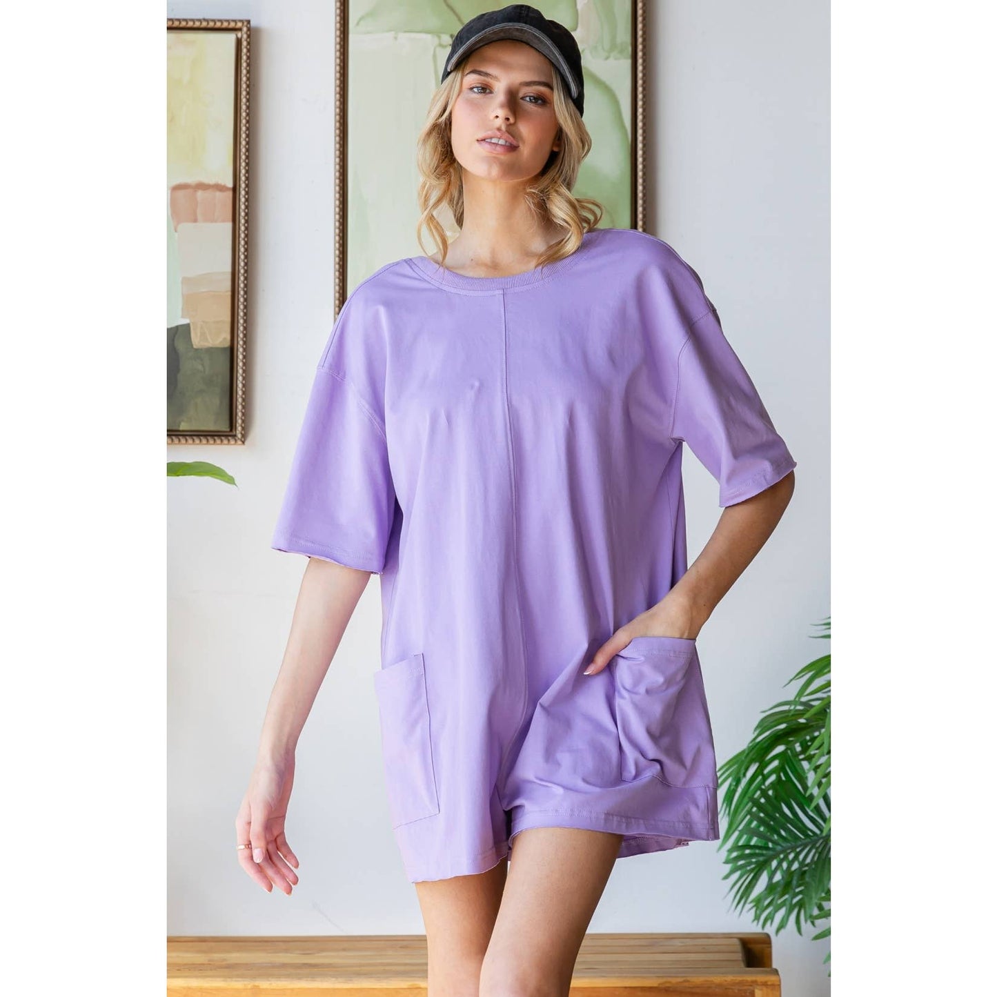 Short Sleeve Knit Open Back Romper