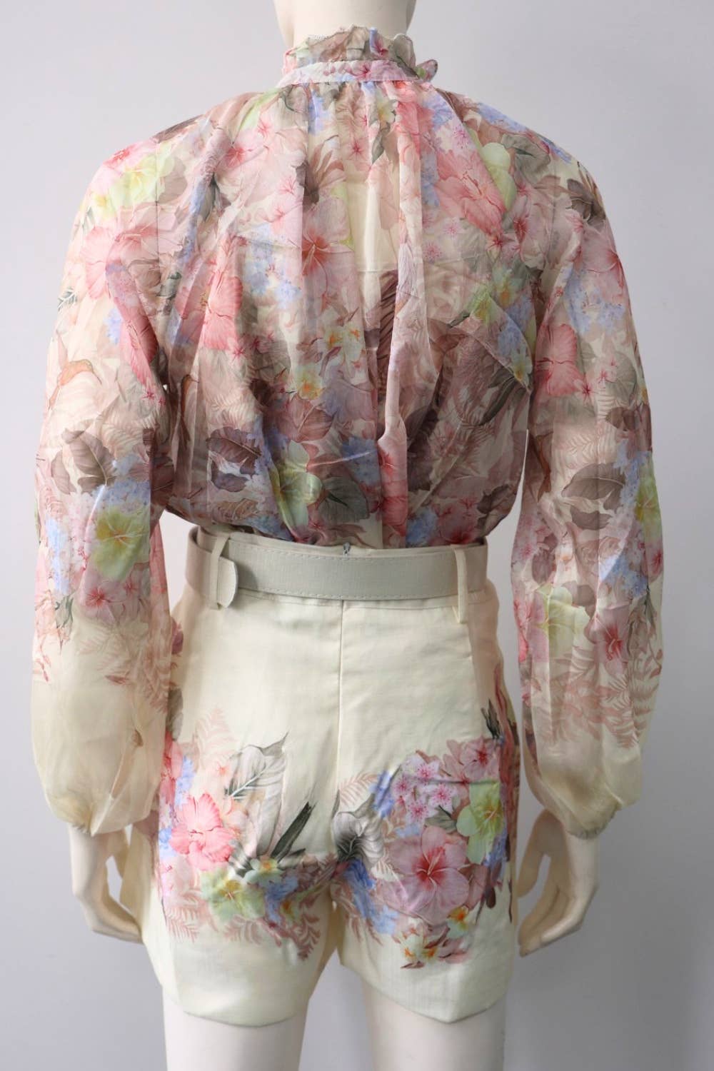 Tropical Floral Blouse and Shorts Set