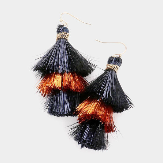 Game Day Triple Tassel Layered Dangle Earrings: M5