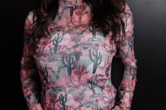 MK568 Country Road LS Mesh Top