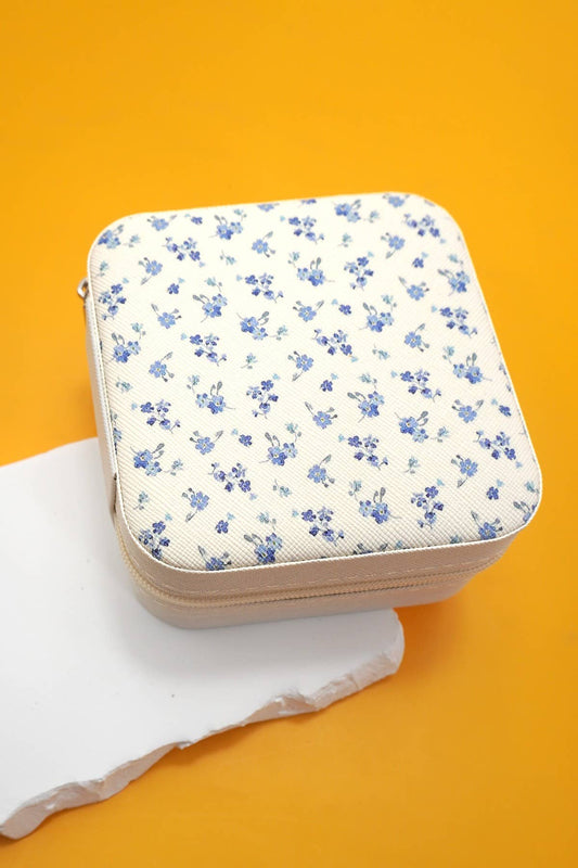 DESIGNED JEWELRY ORGANIZER TRAVEL BOX CASE | 40P566: FLOWER C OFF WHITE