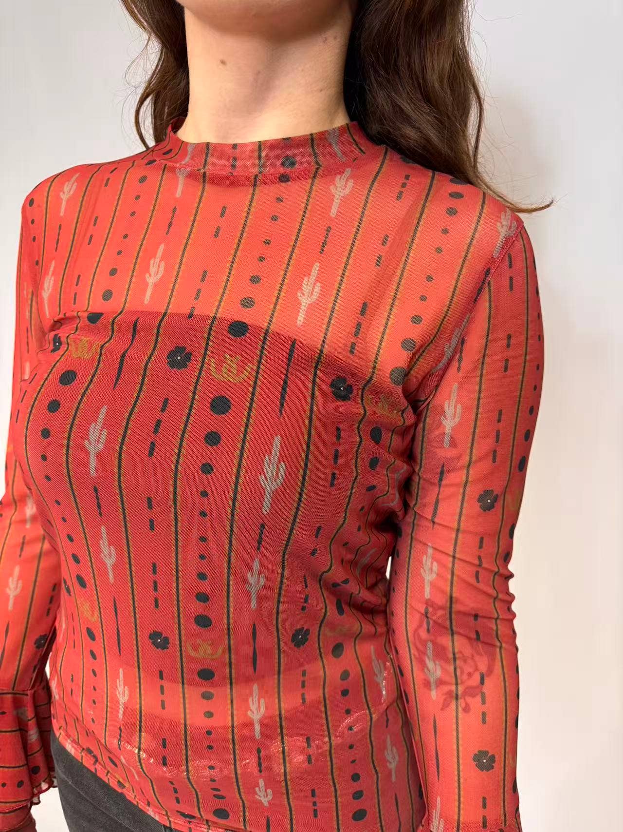 MK052 Crimson Desert Mesh Top