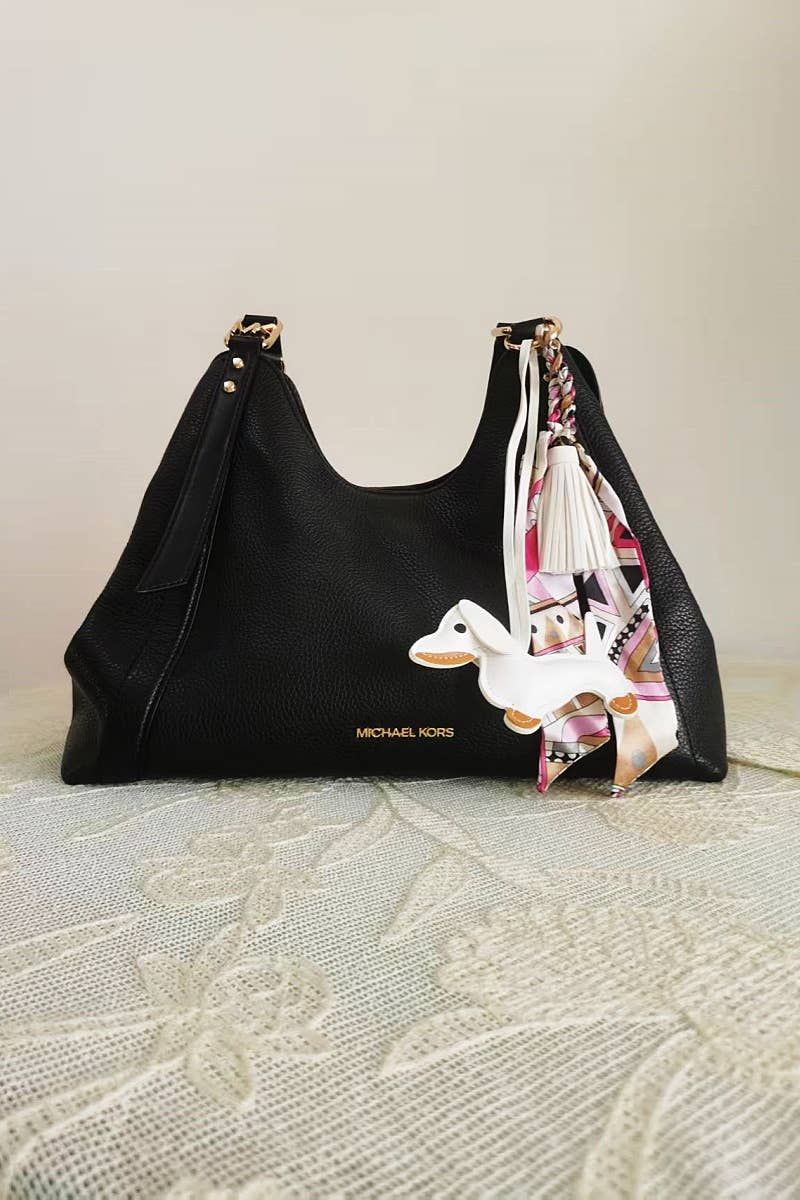 Dachshund Leather Bag Charm Fringed Bag Accessory