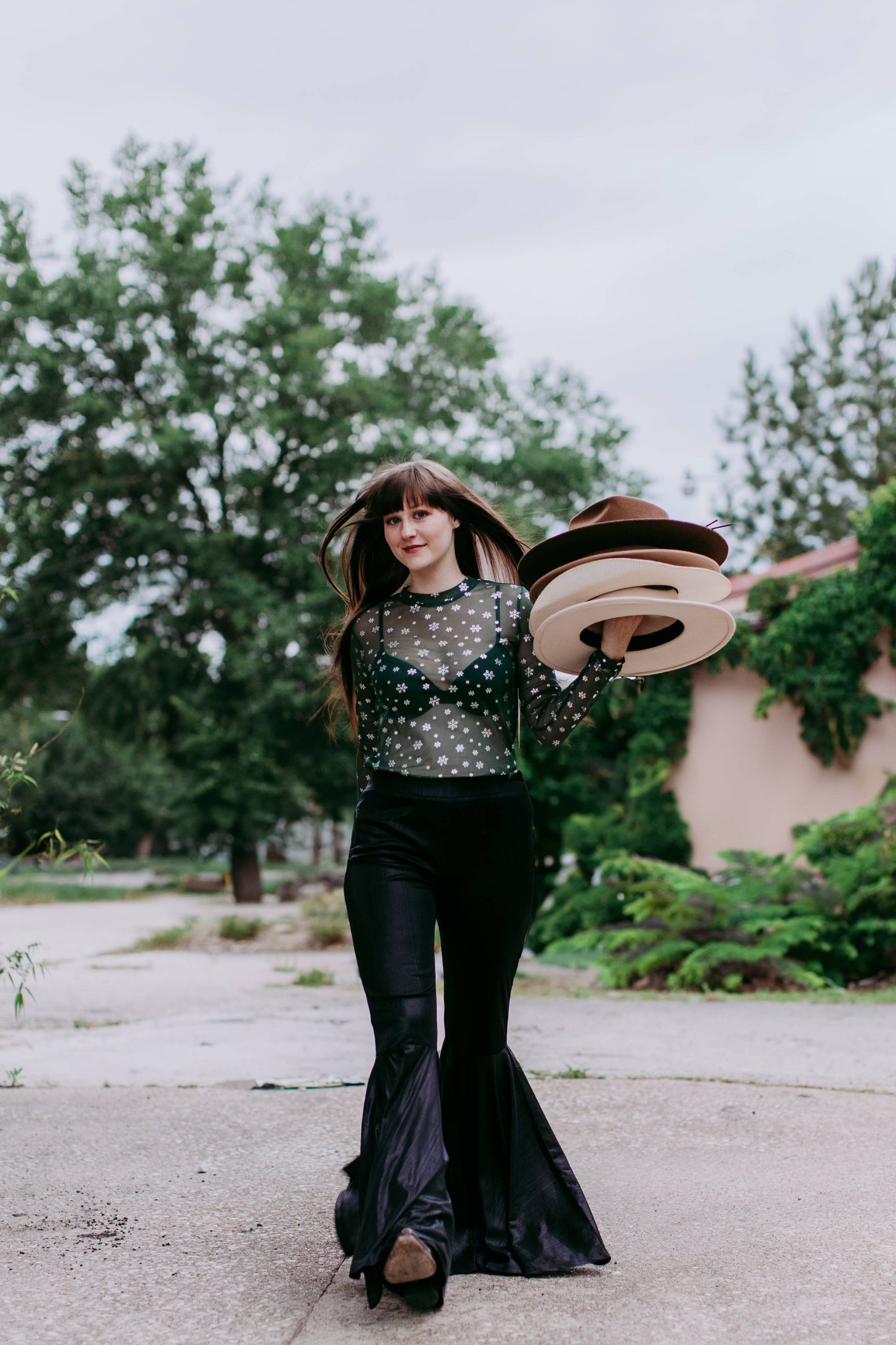 MK401 Sparkle Foil Snowflake LS Mesh Top