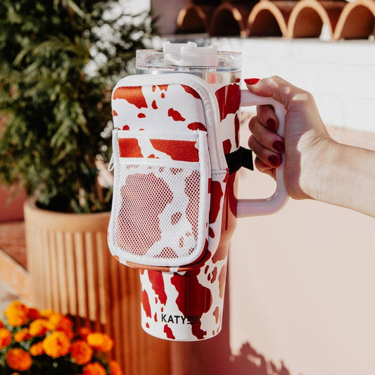 Brown and White Cow Print Tumbler ZIPPER POUCH