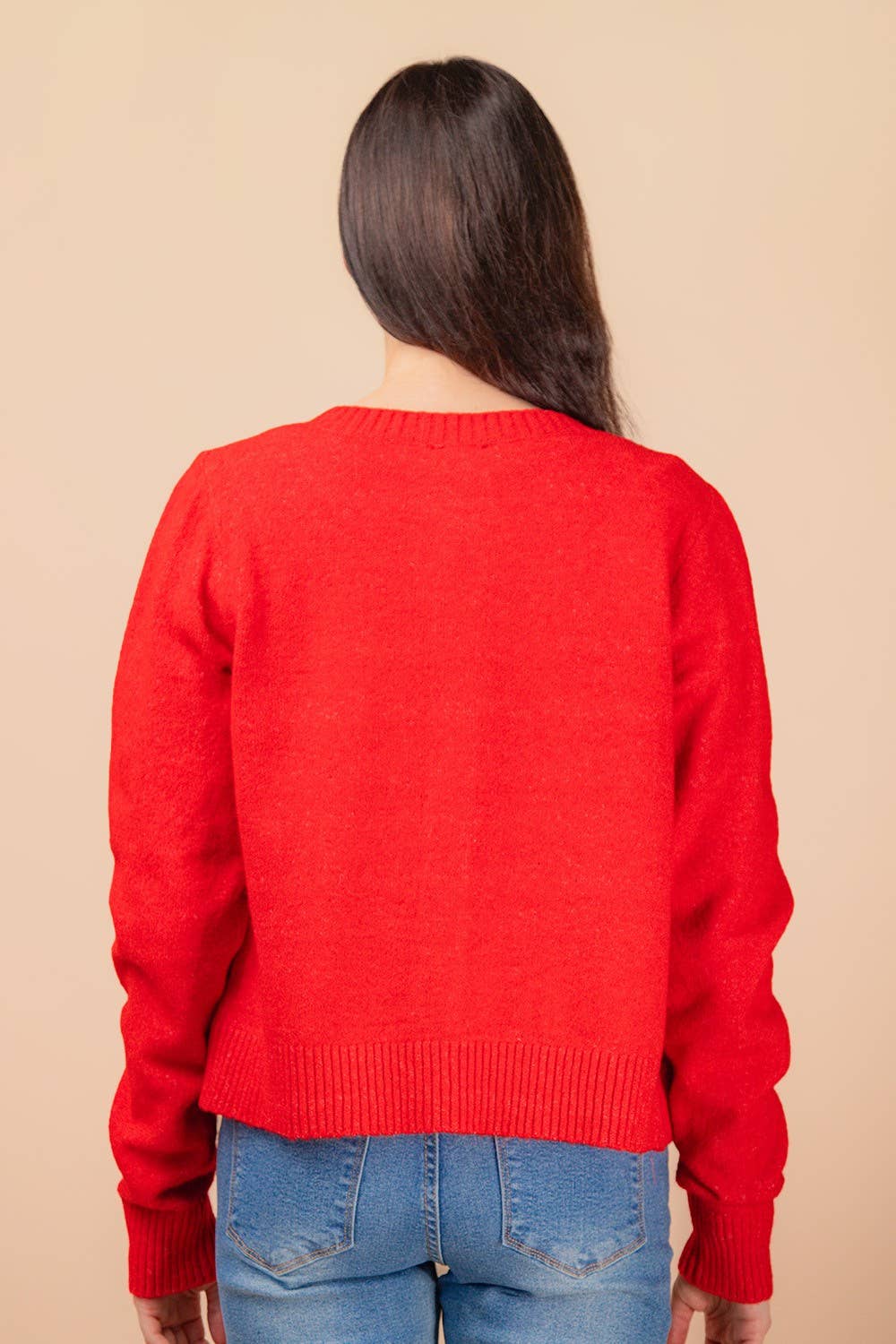 12W3475N-Print & Solid Soft Knit Sweater Cardigan