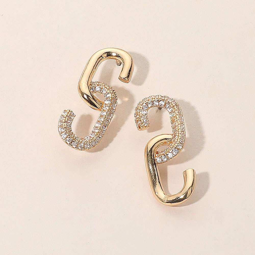 Linked Pave Statement Earrings: Rhodium