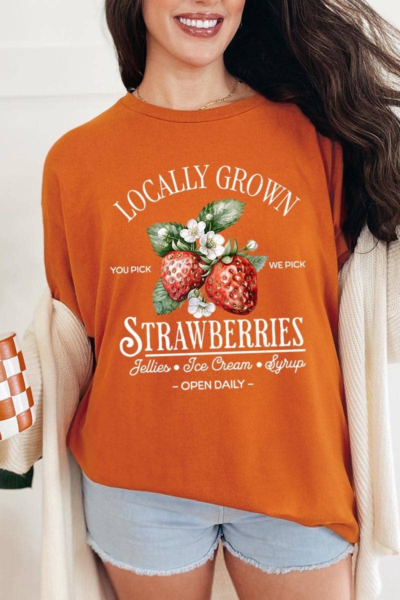 Locally Grown Strawberries Graphic Heavy Cotton T