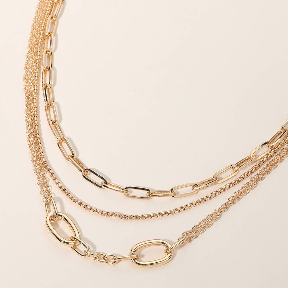 2PCS - Metal Link Paperclip Chain Layered Necklace