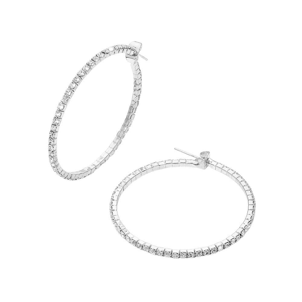 40mm Rhinestone Paved Hoop Earrings: Clear,Gold