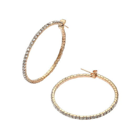 40mm Rhinestone Paved Hoop Earrings: Clear,Gold
