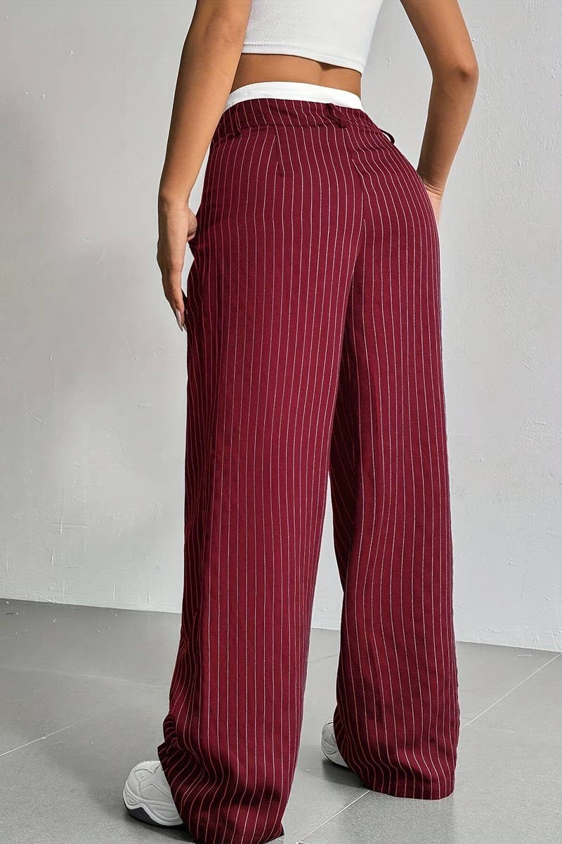 STRIPED LOOSE STRAIGHT-LEG TROUSERS
