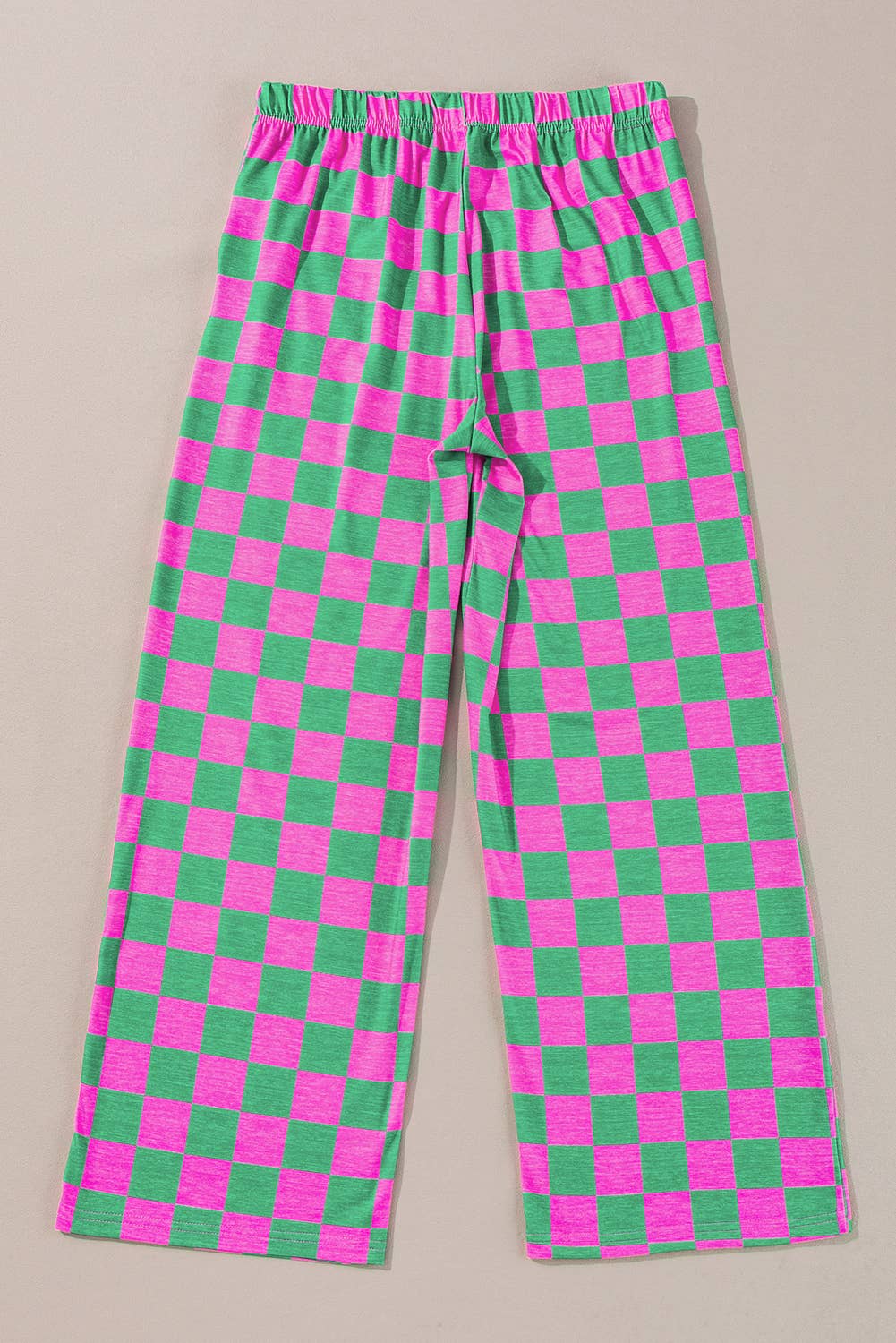 LA SOCIETY Checkered Print High Waist Wide Leg Pants Bottoms