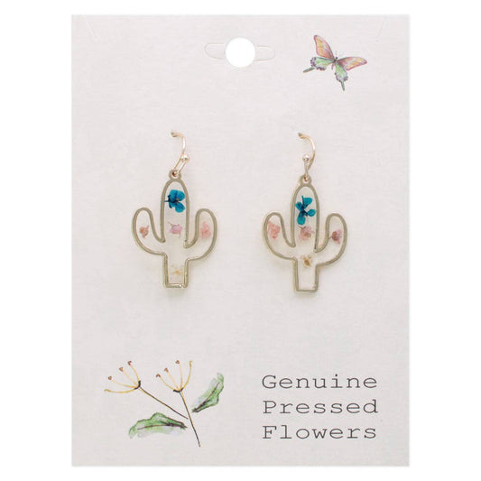 Southwest Vintage Dried Flower Cactus Earrings