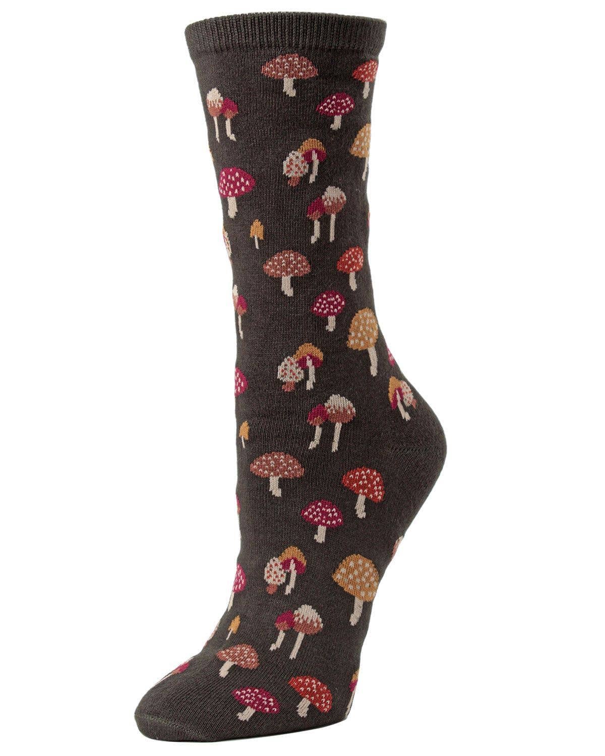 Mushroom Field Bamboo Blend Crew Sock: Rosin / 9-11