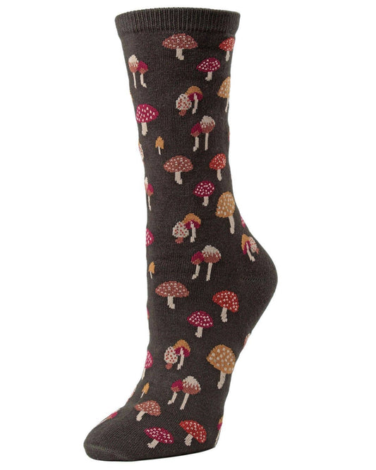 Mushroom Field Bamboo Blend Crew Sock: Rosin / 9-11