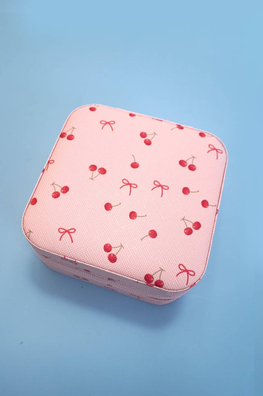 DESIGNED JEWELRY ORGANIZER TRAVEL BOX CASE | 40P552: CHERRY BOW PINK