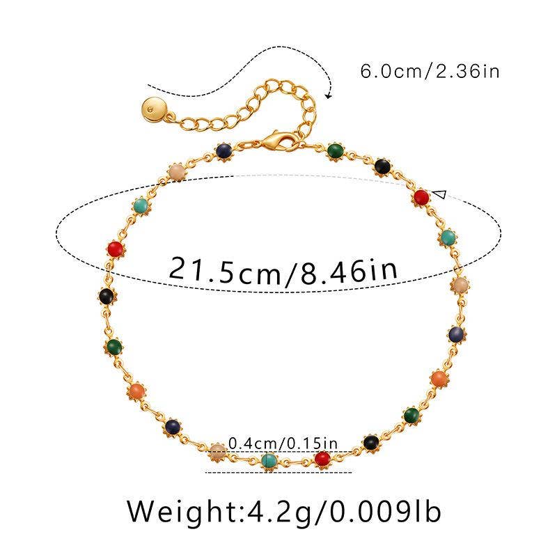 M27. Colored Enamel Small Sun Chain Anklet