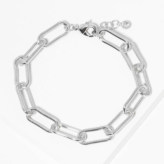 Gold Dipped Paperclip Chain Link Bracelet: Silver