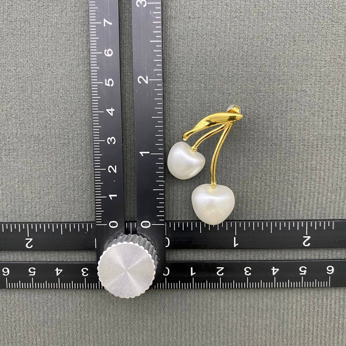 M13. Imitation Pearl Cherry 18K Gold Plated Post Earrings