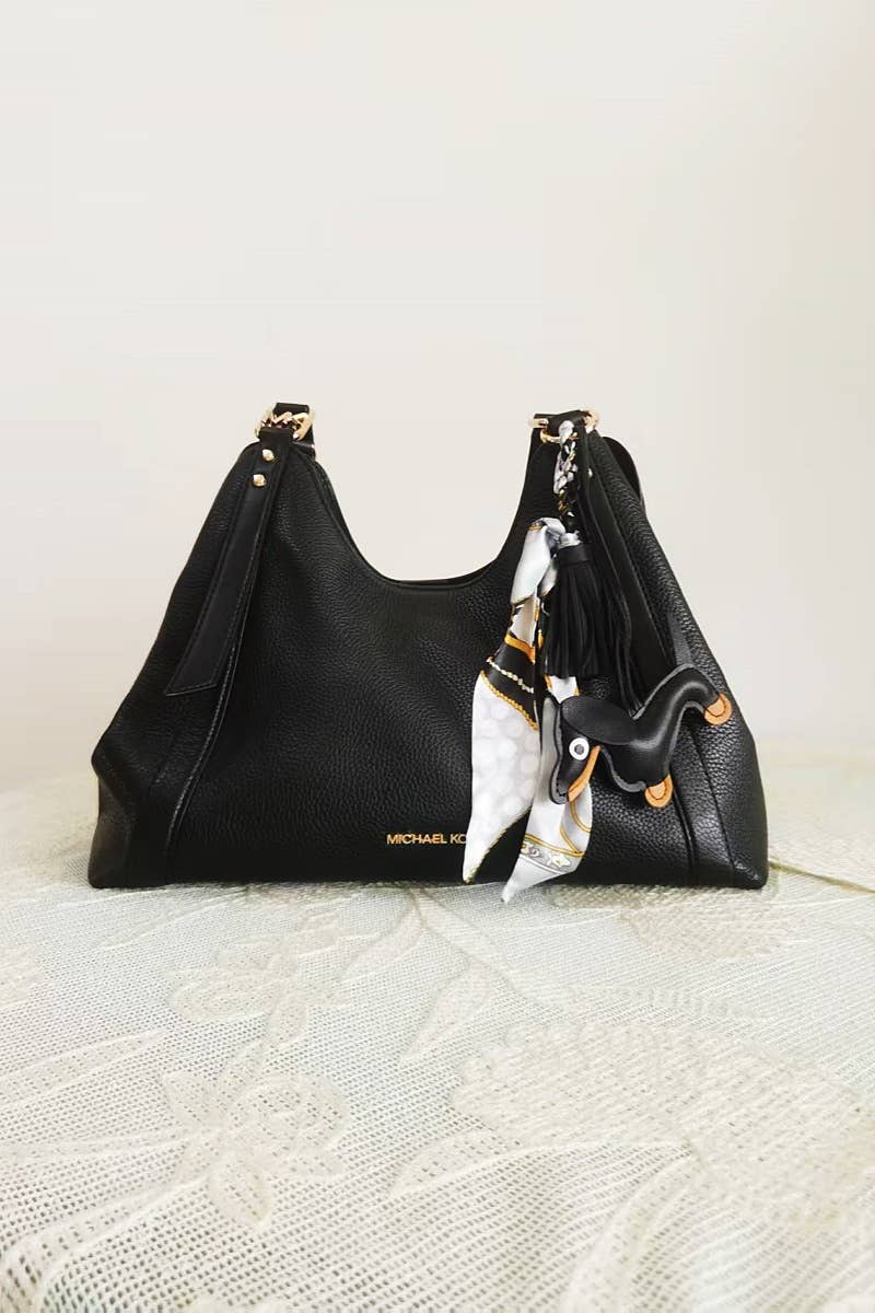 Dachshund Leather Bag Charm Fringed Bag Accessory