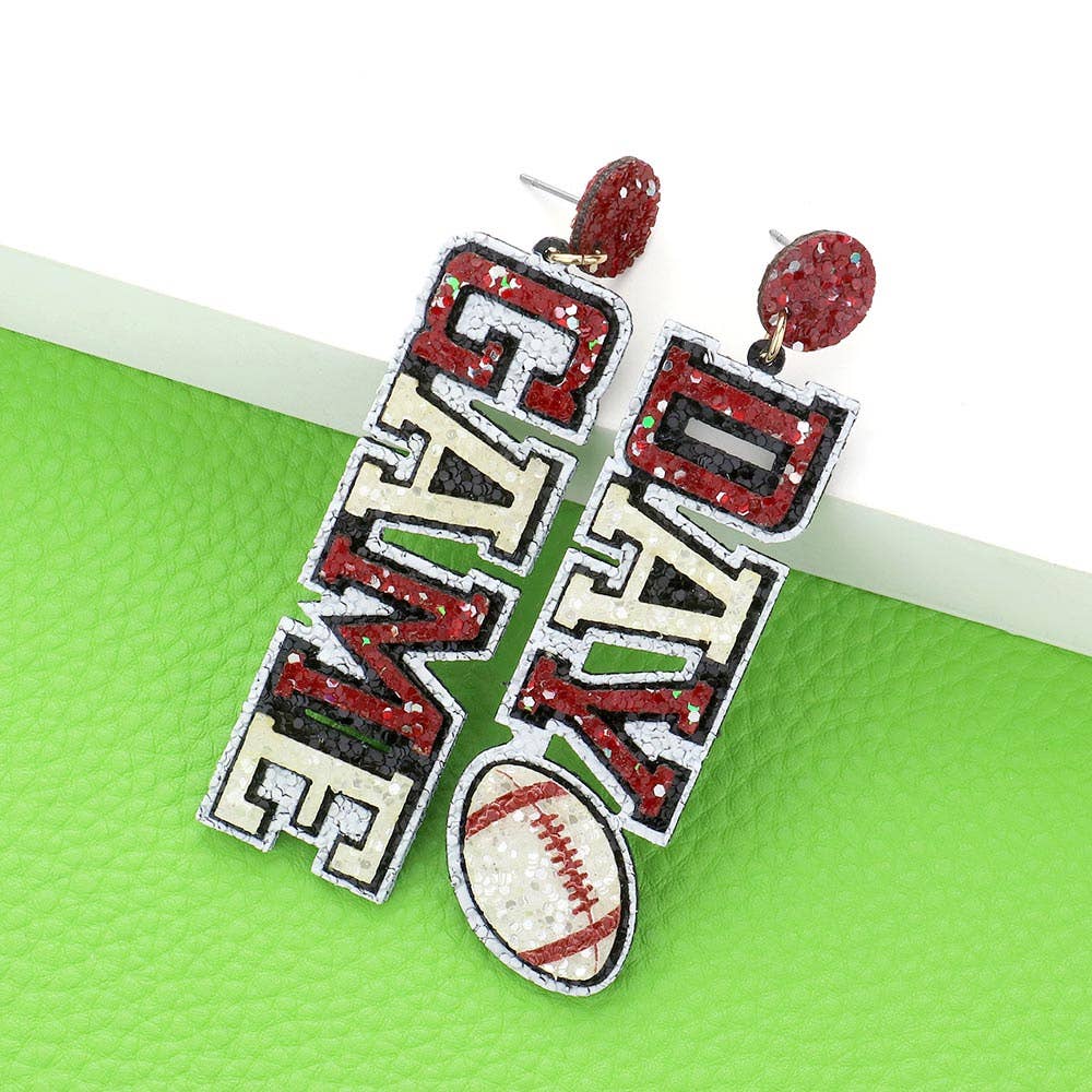 Game Day Message Football Bling Dangle Earrings
: M9