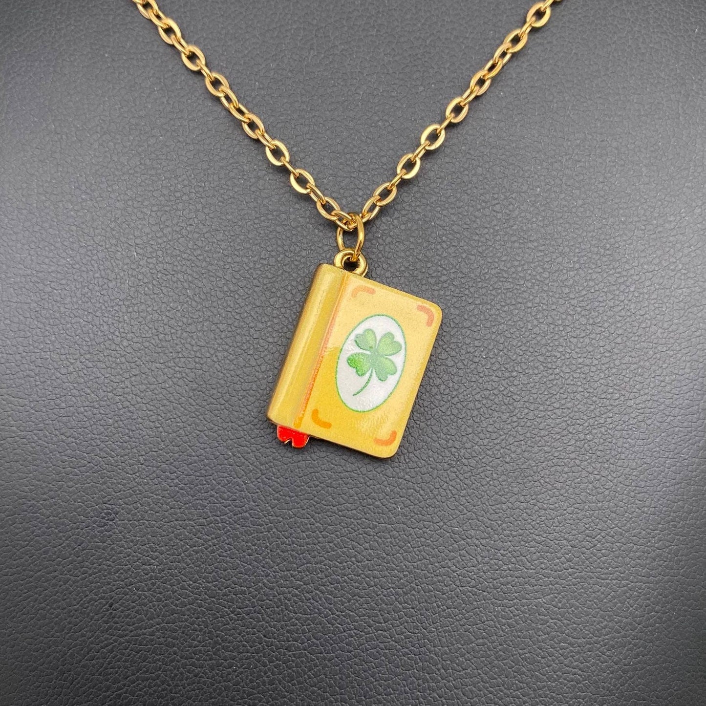 M35. Enamel Book 18K Golden Necklace