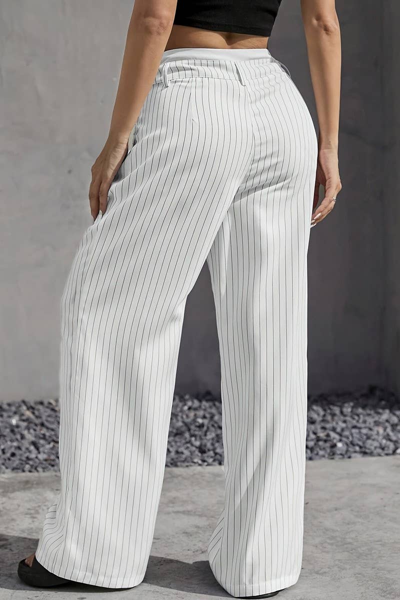 STRIPED LOOSE STRAIGHT-LEG TROUSERS