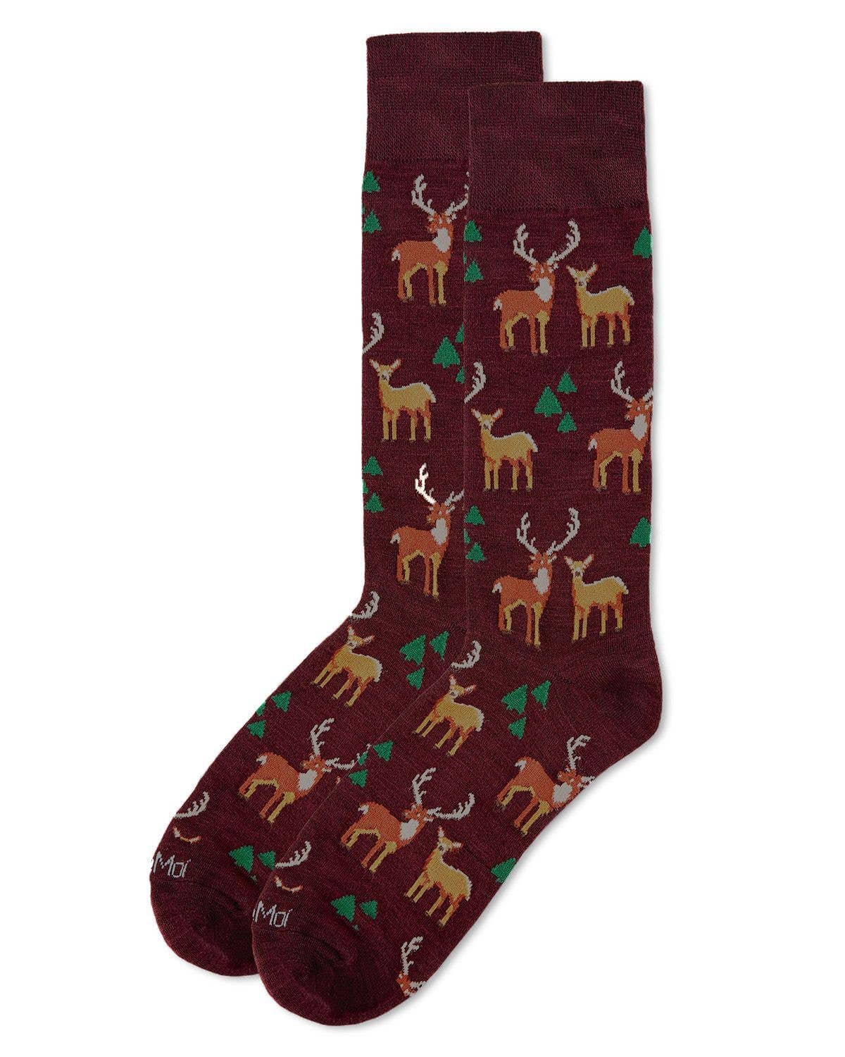 MeMoi Oh Deer Bamboo Blend Men's Crew Socks
