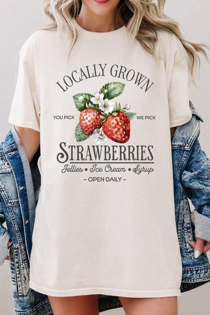 Locally Grown Strawberries Graphic Heavy Cotton T